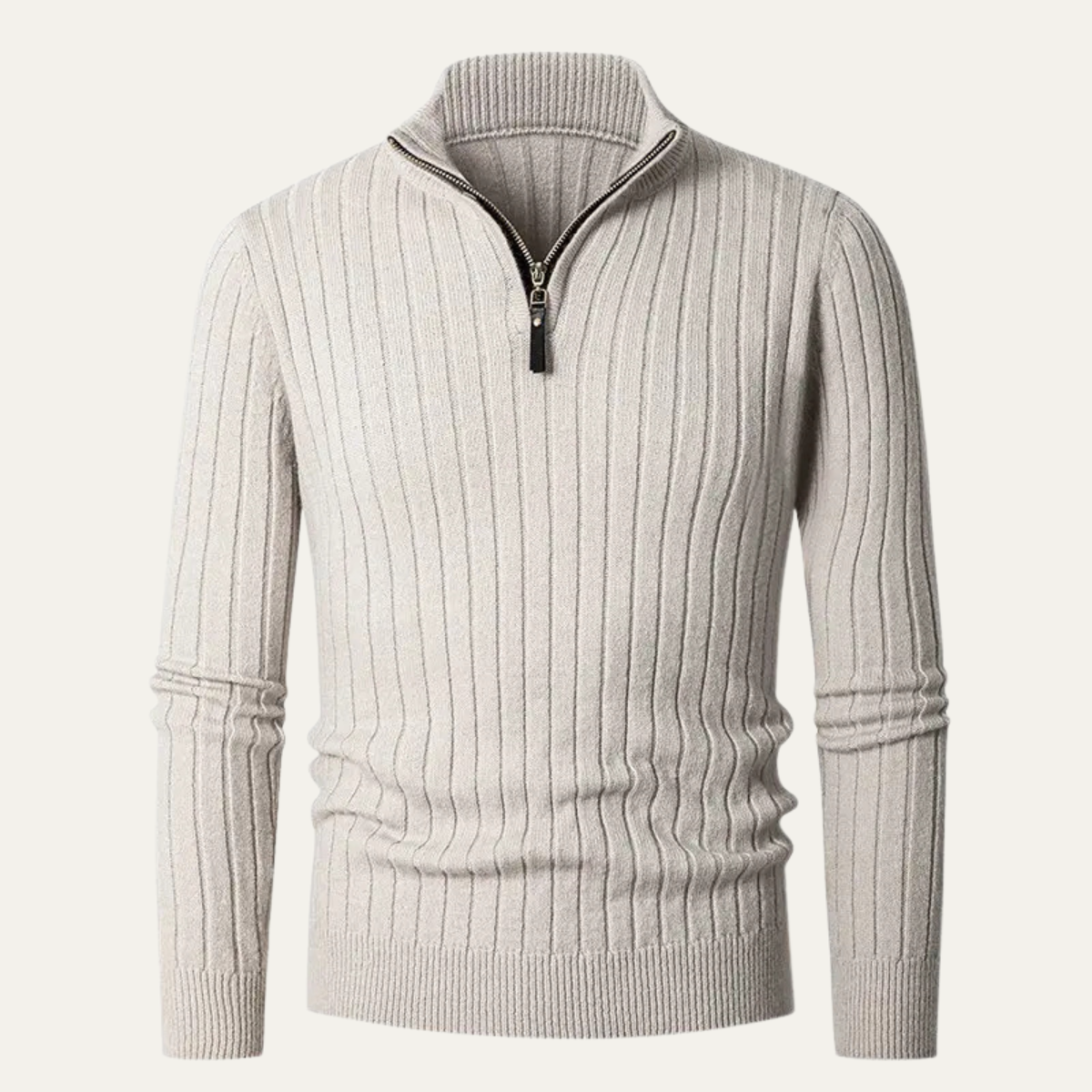 Men's Slim Fit Crew Neck Knit Half Zip Sweater - OutfitLondon