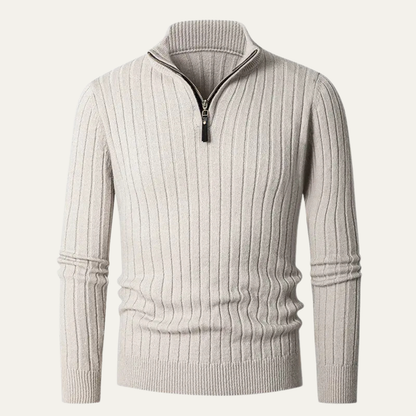 Men's Slim Fit Crew Neck Knit Half Zip Sweater - OutfitLondon