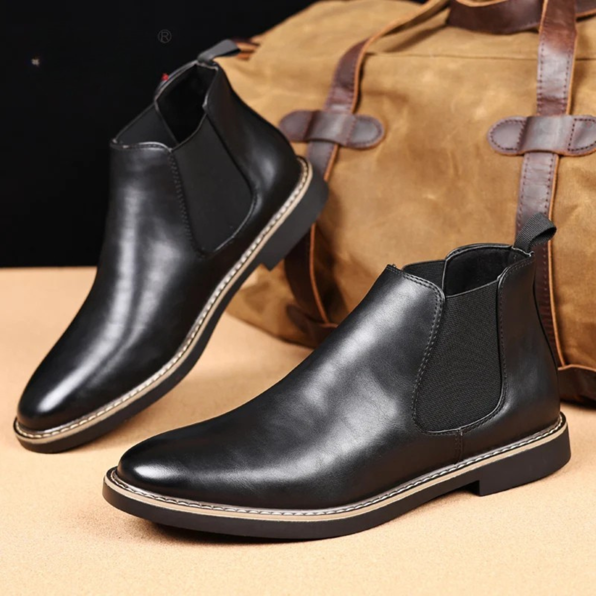 Classic Men's Leather Slip On Chelsea Boots