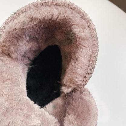 Pull on Fur Lined Platform Snow Boots Warm Winter Ankle Boots