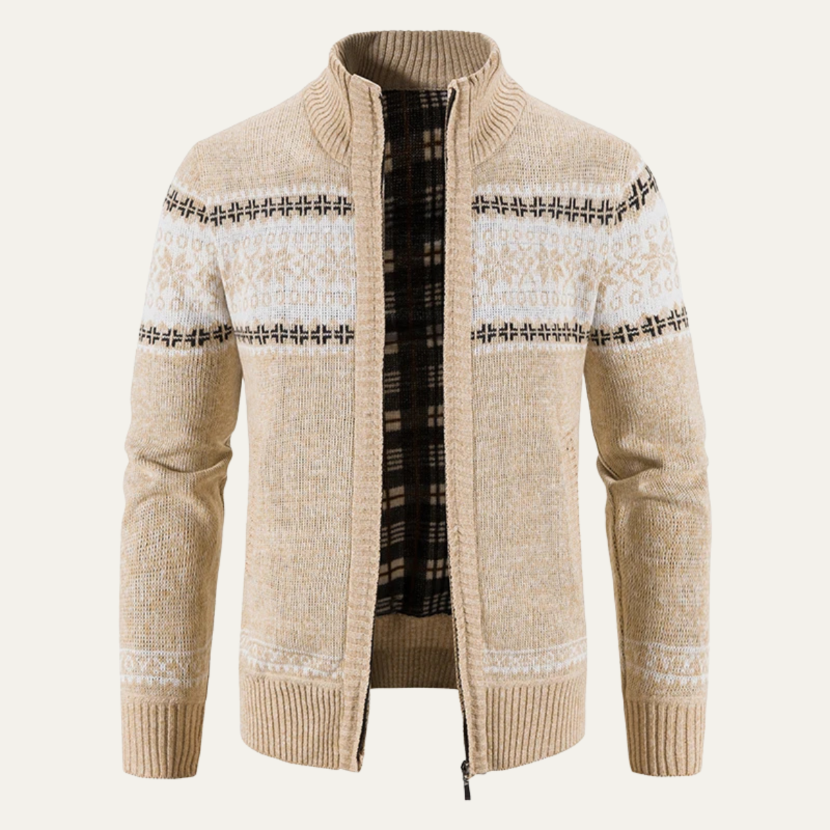Warm Crew Neck Sweater with Nordic Style Pattern - OutfitLondon