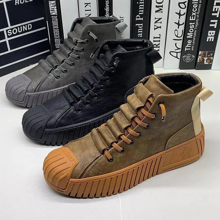 Warm Men's Ankle Boots - Casual Lace Up Shoes
