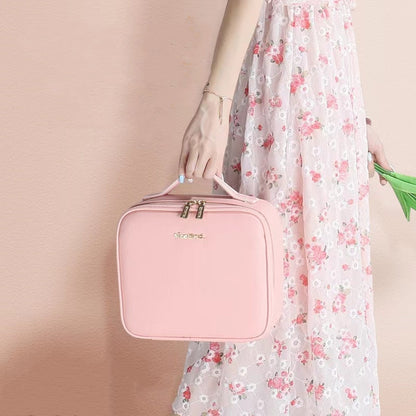 Smart LED Cosmetic Case With Mirror Large Capacity Cosmetic & Toiletry Bags Travel Makeup Case