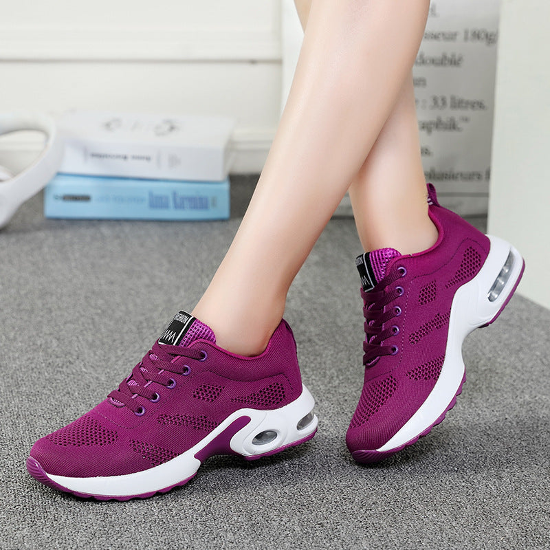 Women's Lace-up Fabric Flat Heel Sneakers