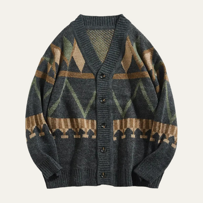 Classic Mens Patterned Button Cardigan - OutfitLondon