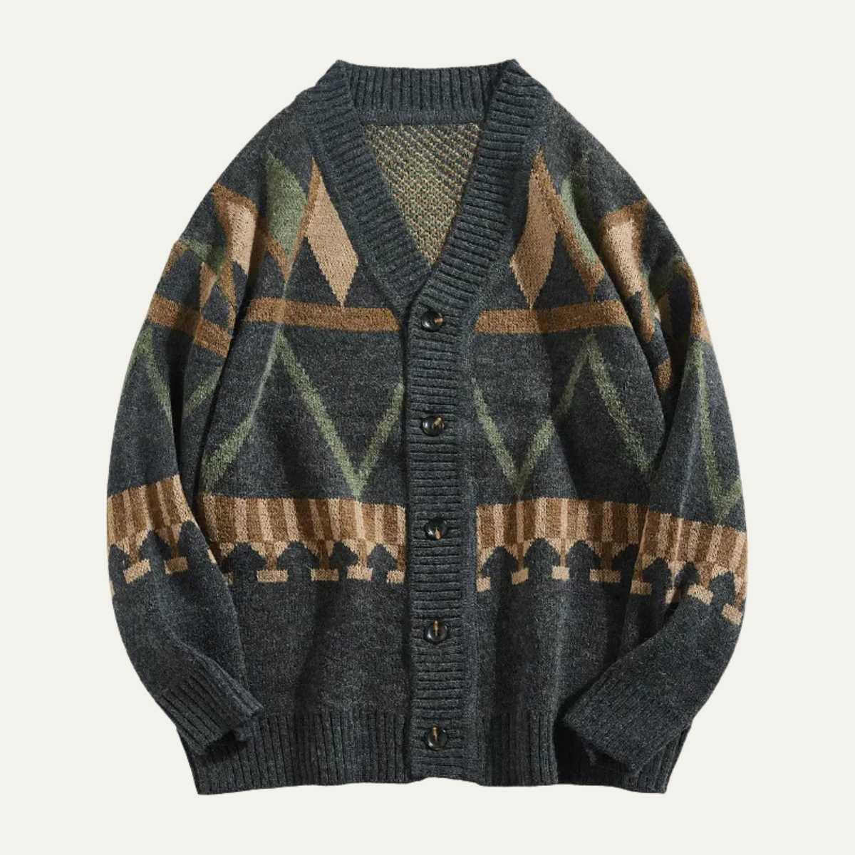 Men's Textured Crew Neck Sweater Cardigan - OutfitLondon