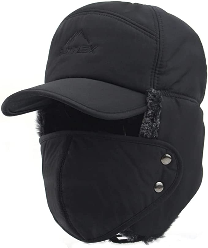 Mens Winter Cold Weather Snow Hat With Ear Flaps And Brim