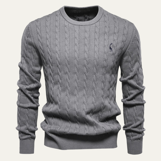 Classic Men's Relaxed Fit Cable Knit Sweater - OutfitLondon