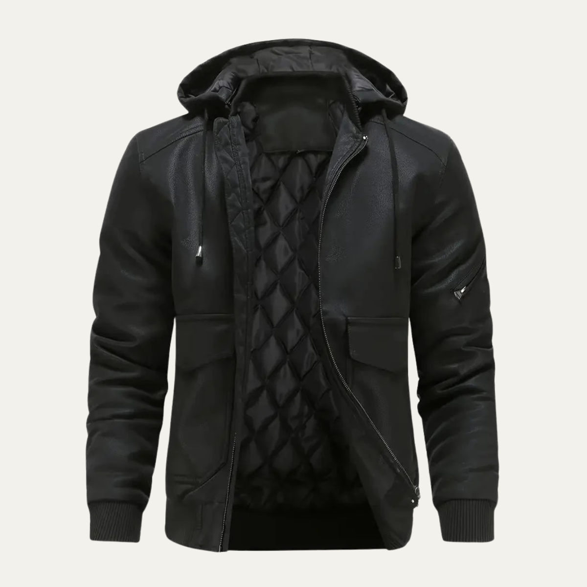 Men's Synthetic Leather Zip Up Jacket
