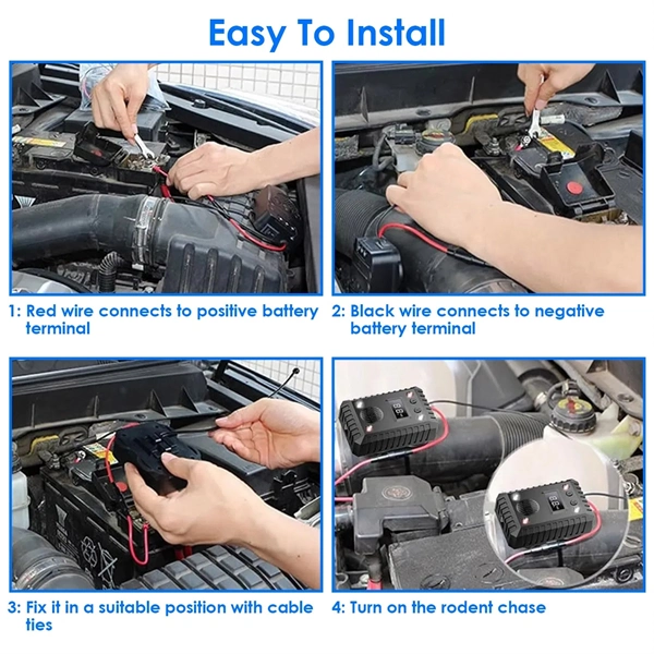 Ultrasonic Car Mice Repeller Under-Hood Ultrasonic Rodent Repeller – Get Rid Of Mice in 48 Hours