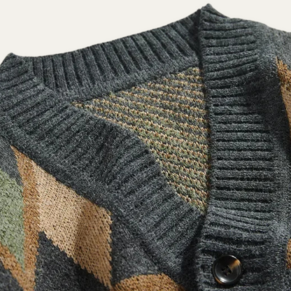 Men's Textured Crew Neck Sweater Cardigan