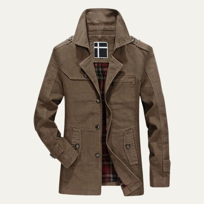 Classic Plaid Lined Men's Outdoor Coat - OutfitLondon