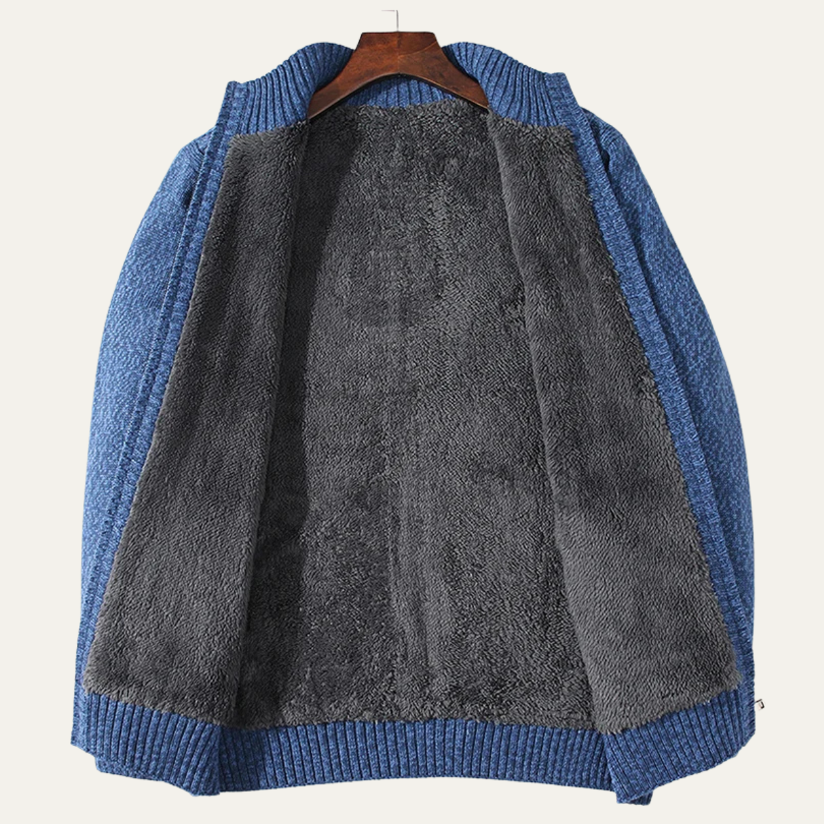 Cozy Mens Thick Fleece Knit Wool Sweater Cardigan