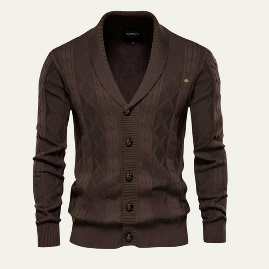 Men's Soft Cable Knit Button Sweater Cardigan - OutfitLondon