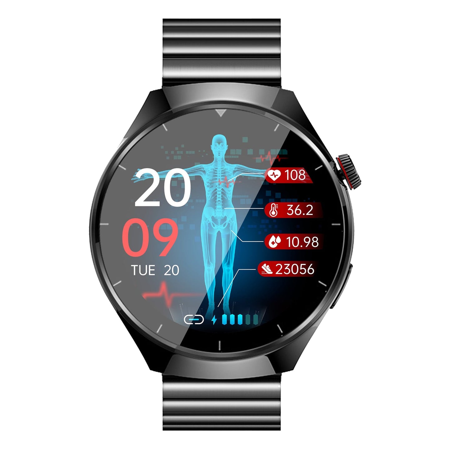 One-click Blood Pressure Blood Sugar ECG/EKG HRV Heart Rate Monitor Health Smart Watch