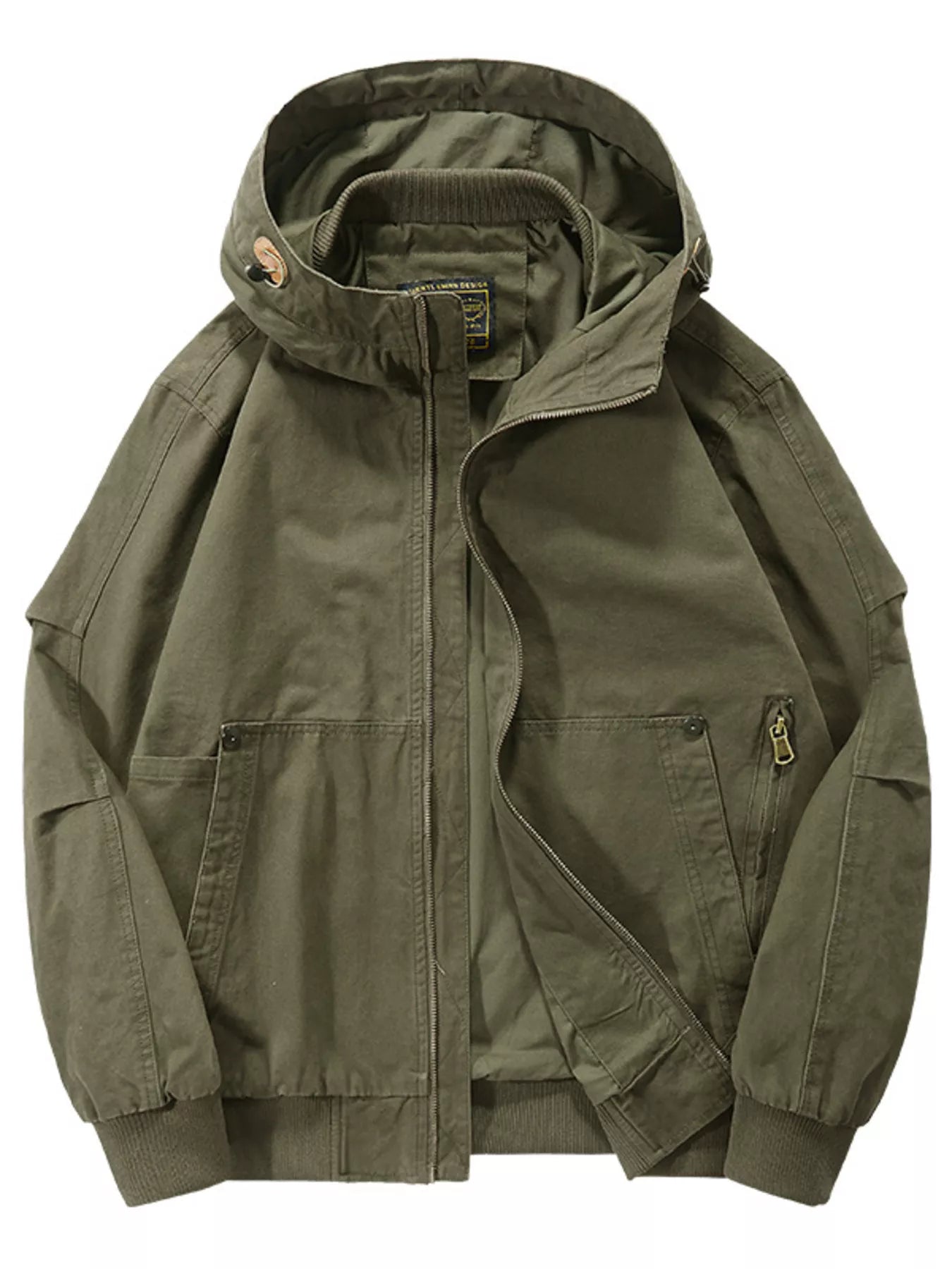 Big Mens Zipper Hooded Jacket