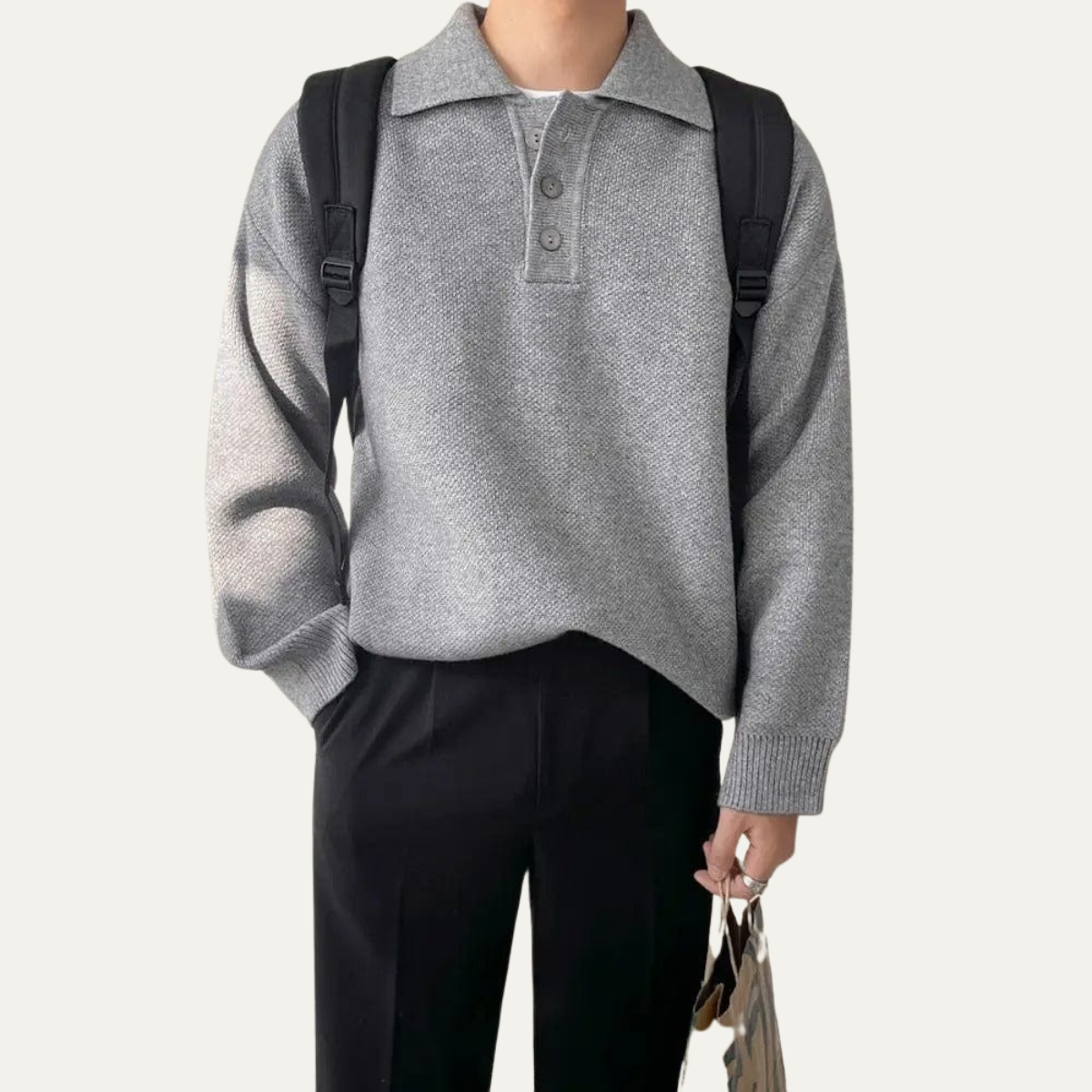 Smart Grey Mens Polo Sweatshirt