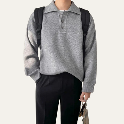Smart Grey Mens Polo Sweatshirt