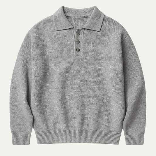 Smart Grey Mens Polo Sweatshirt - OutfitLondon