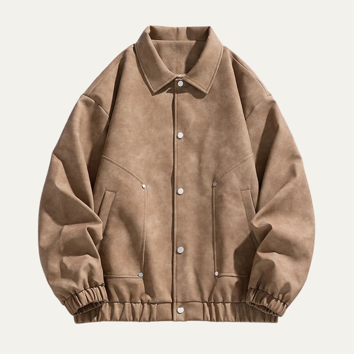 Classic Men's Faux Leather Biker Jacket with Collar