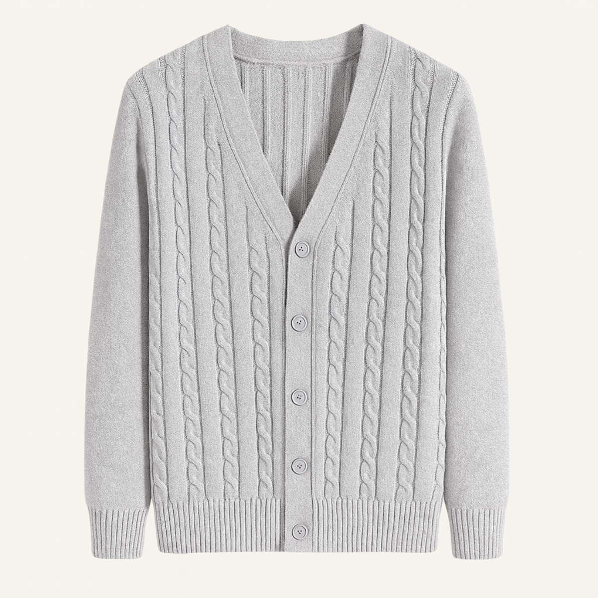 Warm Mens Cable Knit Button Cardigan Sweater - OutfitLondon