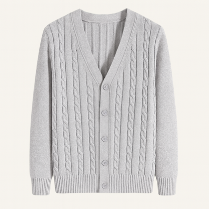 Warm Mens Cable Knit Button Cardigan Sweater - OutfitLondon