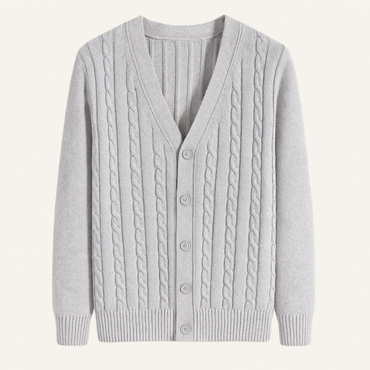 Warm Mens Cable Knit Button Cardigan Sweater - OutfitLondon