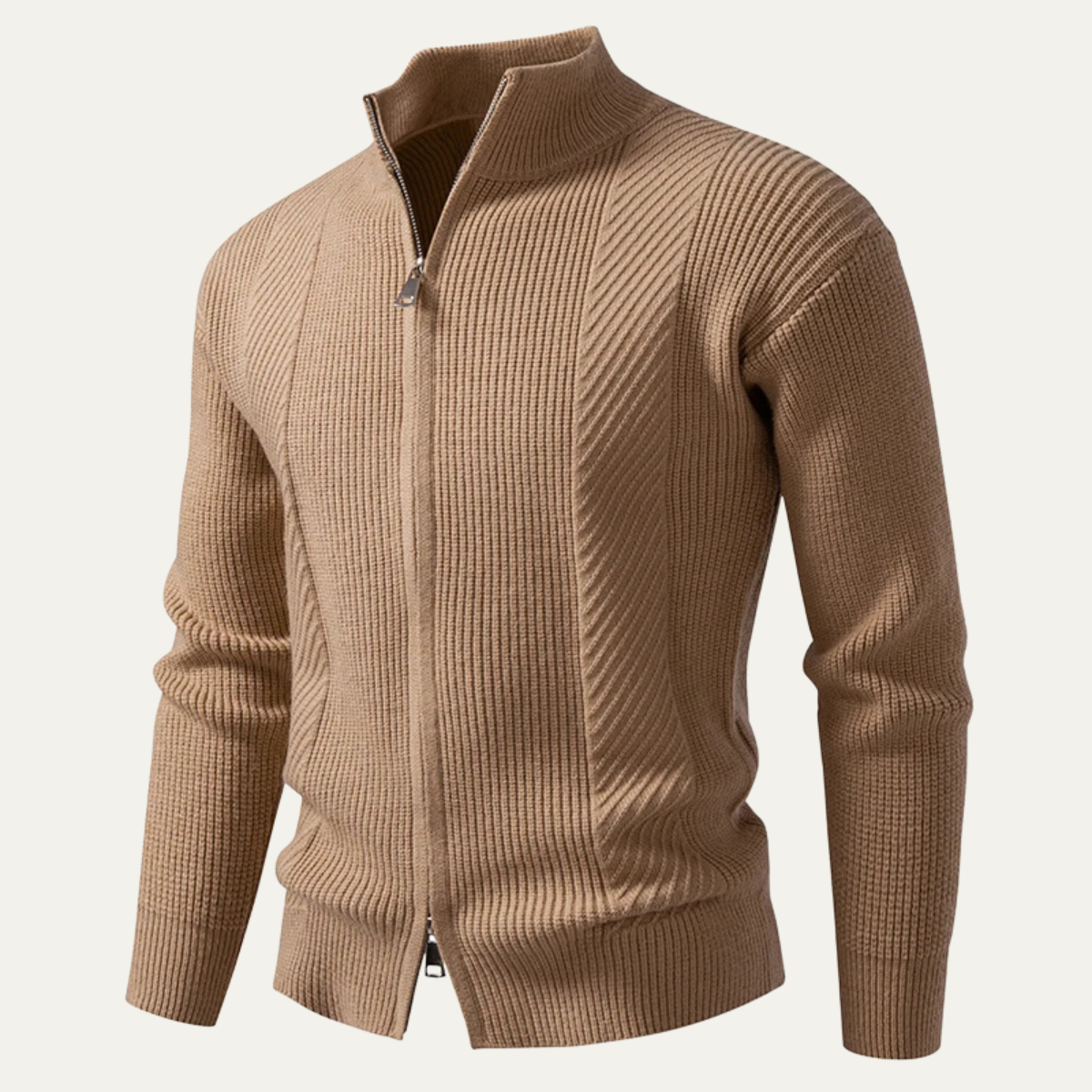 Men's Cozy Ribbed Zipper Cardigan Sweater