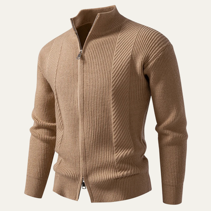 Men's Cozy Ribbed Zipper Cardigan Sweater