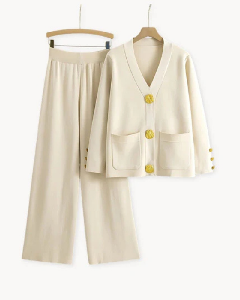 Timeless Crew Neck Tee And Wide Leg Pants Set - OutfitLondon