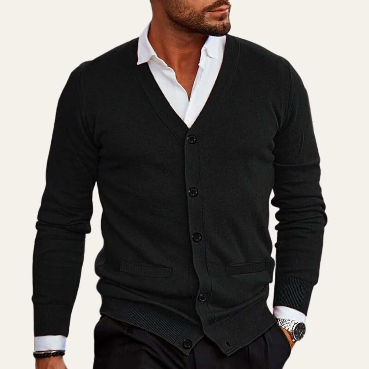 Classic Men's Button Front Knit Cardigan Sweater