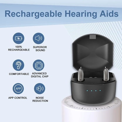 Rechargeable Behind Ear Hearing Aids, Bluetooth with App Control