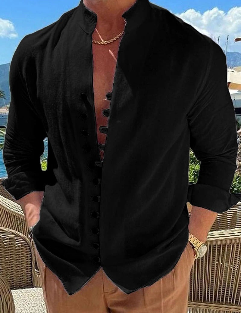 Classic Men's Casual Long Sleeve Cotton Shirt