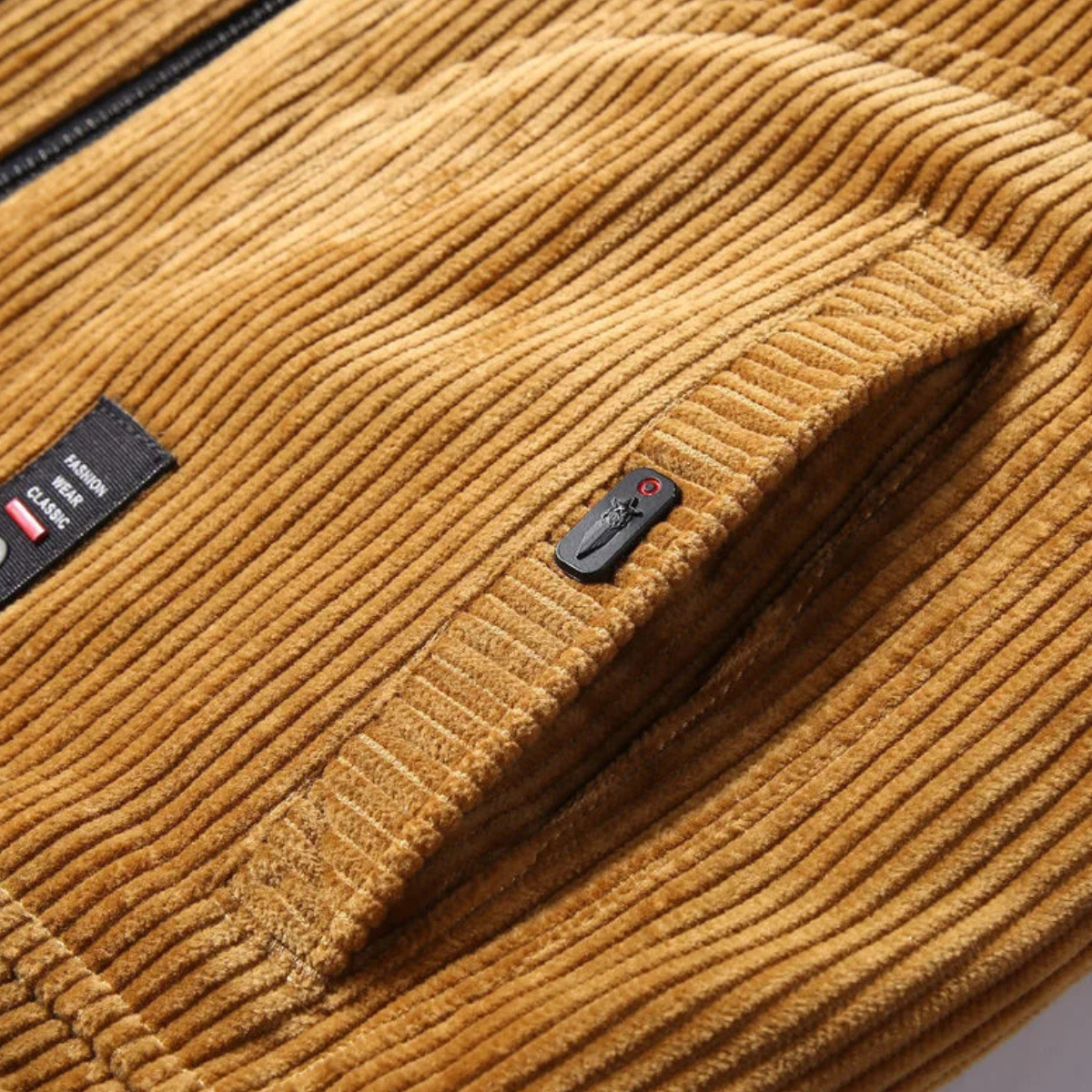 Warm Mens Quilted Corduroy Fur Lined Jacket