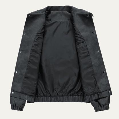 Classic Men's Faux Leather Biker Jacket with Collar