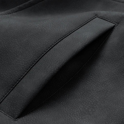 Classic Men's Faux Leather Biker Jacket with Collar