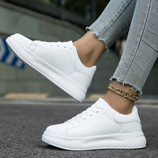 White Orthopedic Leather Sneakers for Women