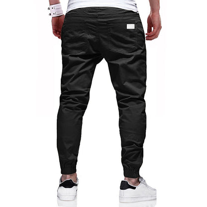 Men's Cargo Pants Joggers Trousers Drawstring Elastic Waistband Stylish Simple Solid Color