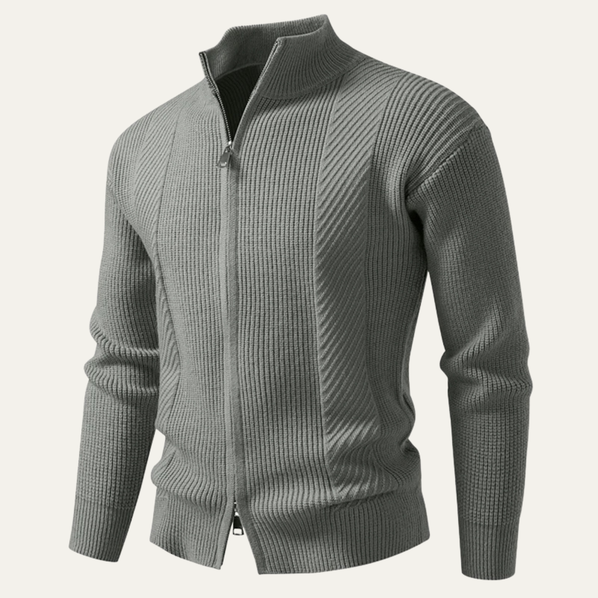 Men's Cozy Ribbed Zipper Cardigan Sweater