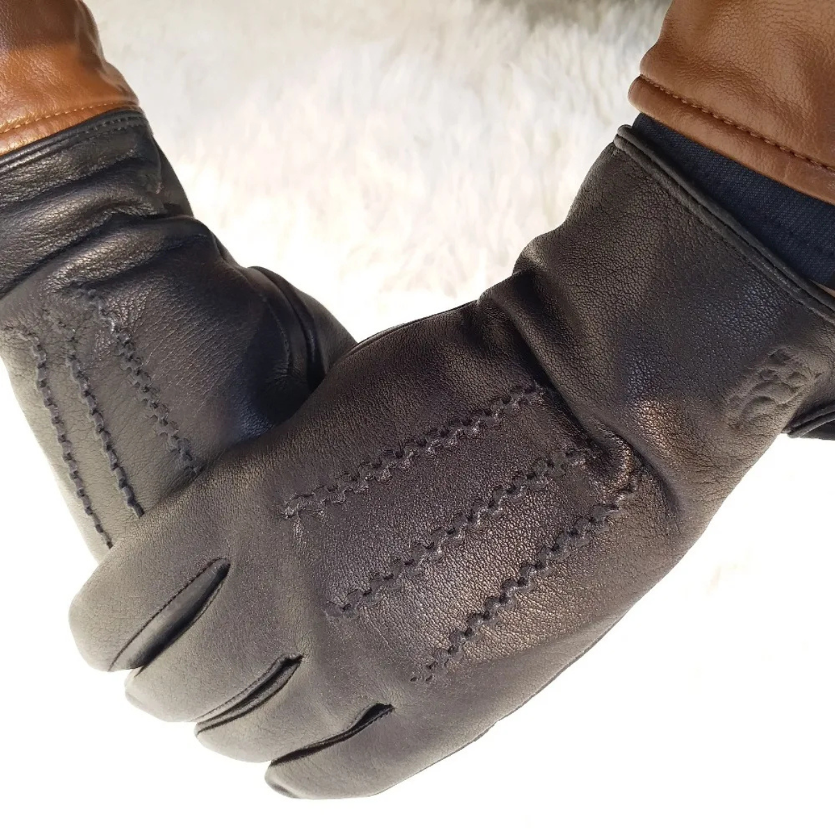 Insulated Men's Leather Cold Weather Gloves