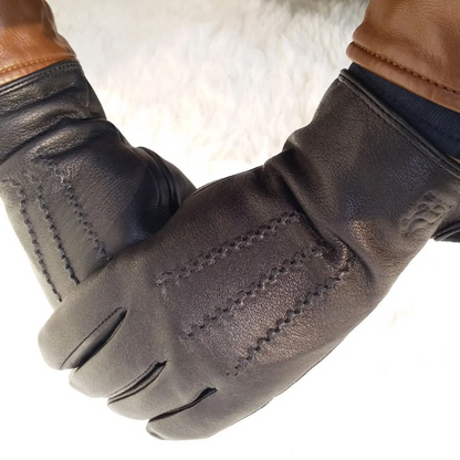 Insulated Men's Leather Cold Weather Gloves