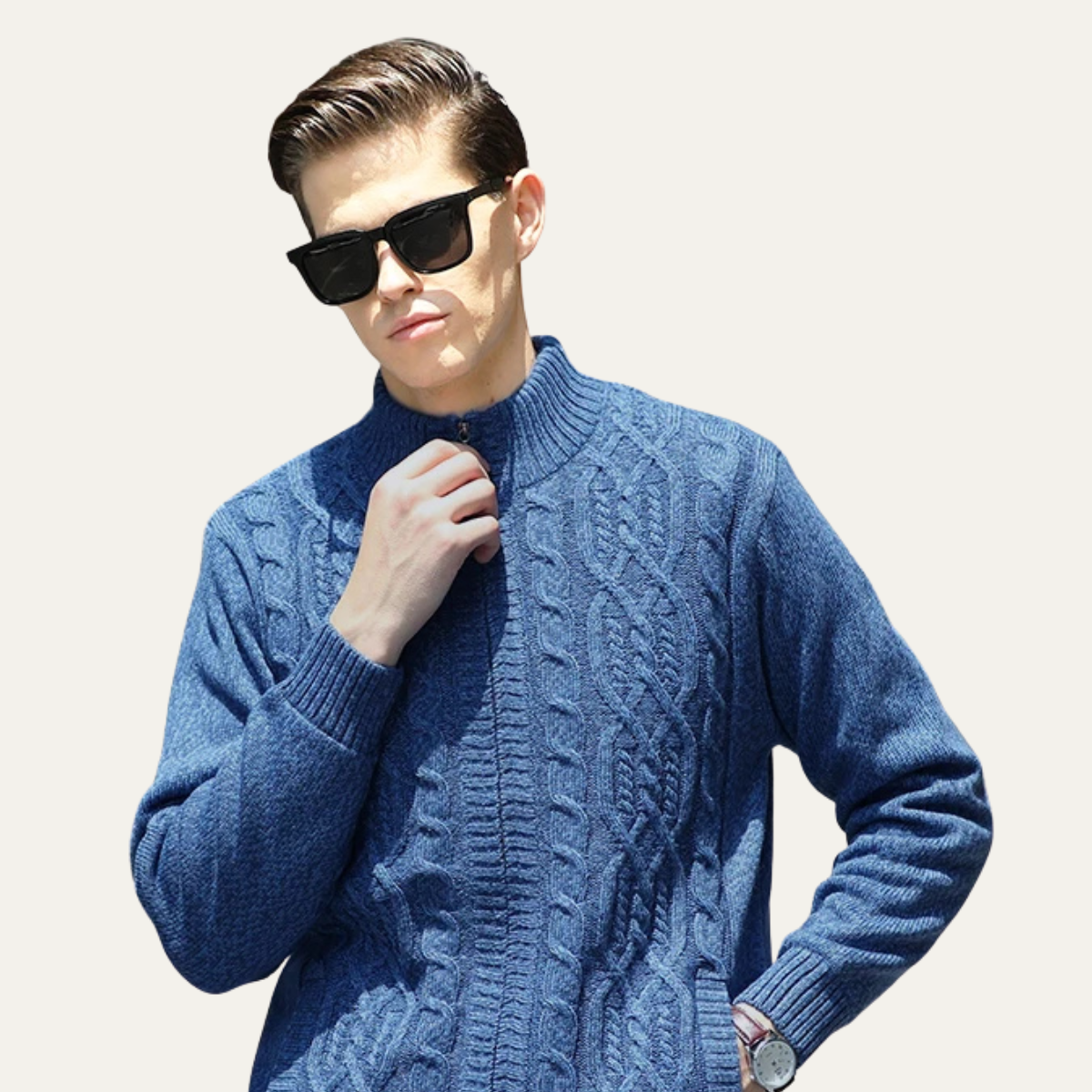 Cozy Mens Thick Fleece Knit Wool Sweater Cardigan
