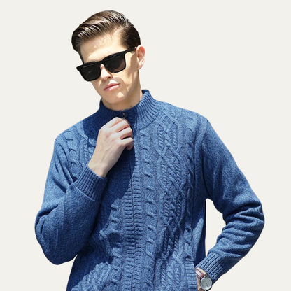 Cozy Mens Thick Fleece Knit Wool Sweater Cardigan