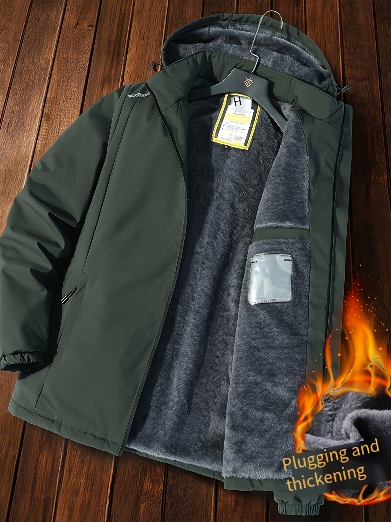 Warm Waterproof Mens Puffer Fleece Jacket