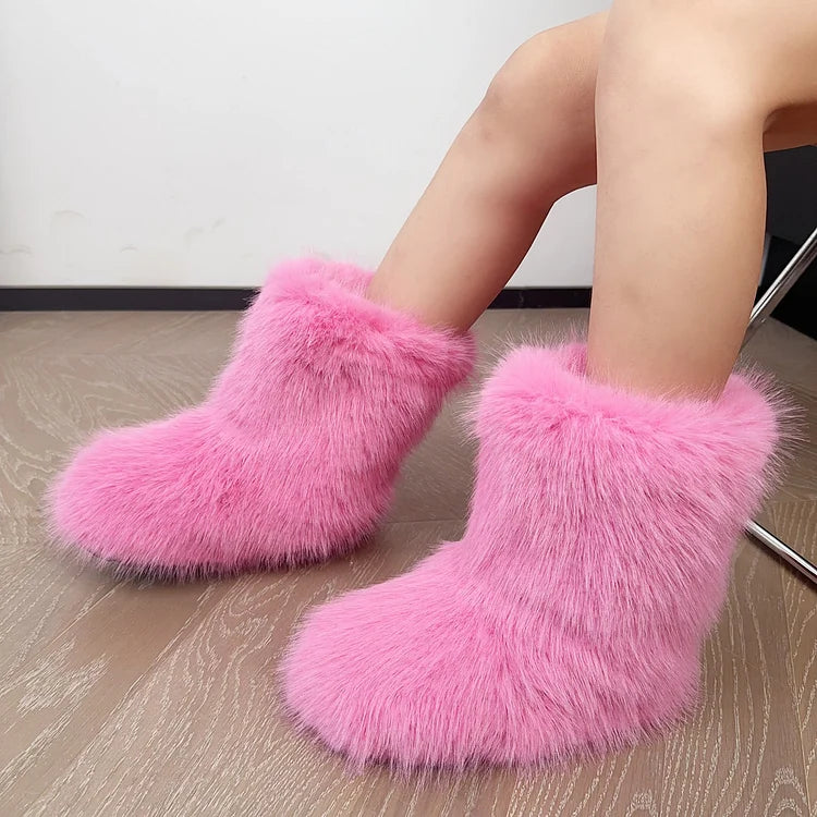 Warm Faux Fur Ankle Boots for Women
