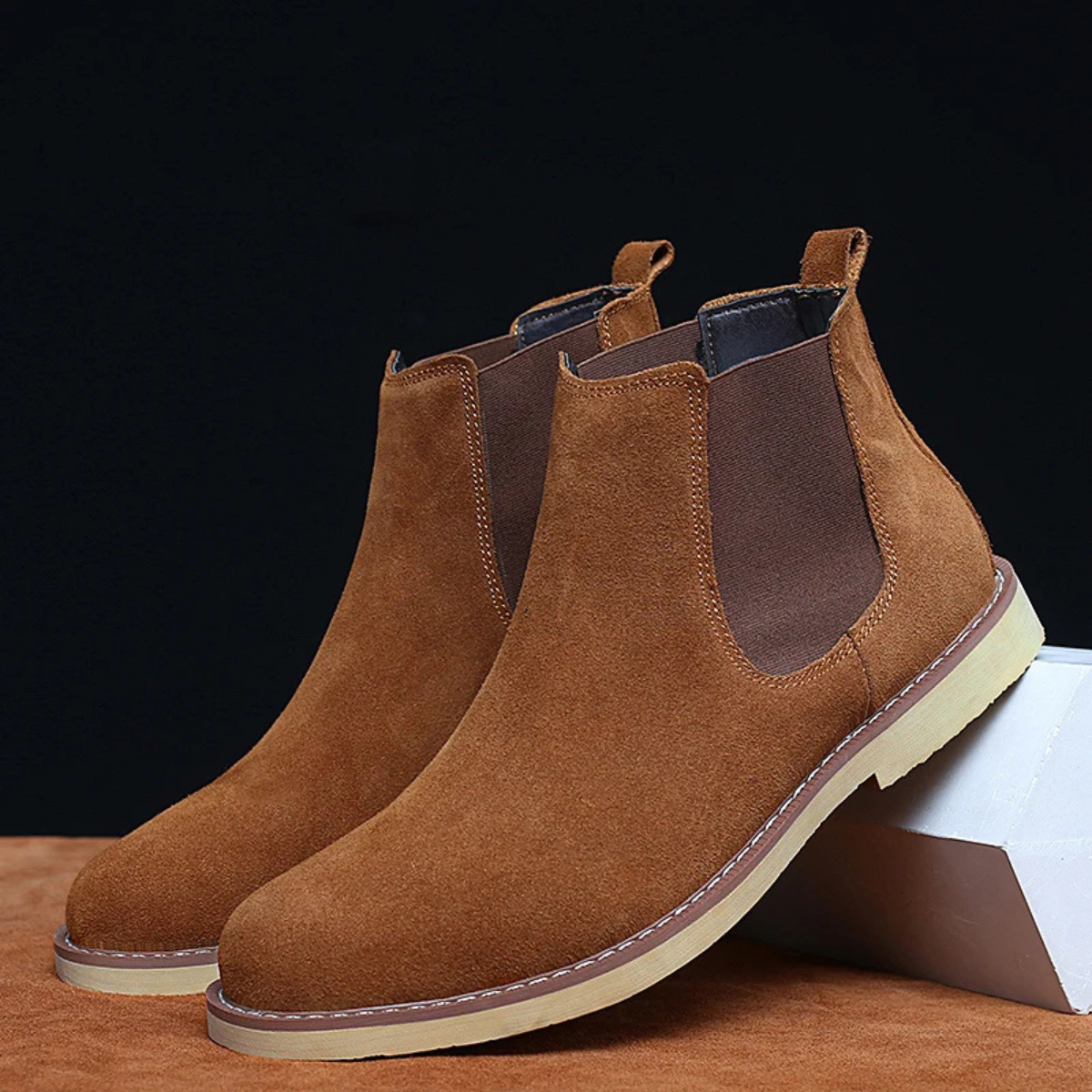 Luxury Men's Suede Leather Ankle Boots with Fur Inside
