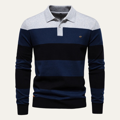 Classic Men's Relaxed Fit Striped Polo Sweater