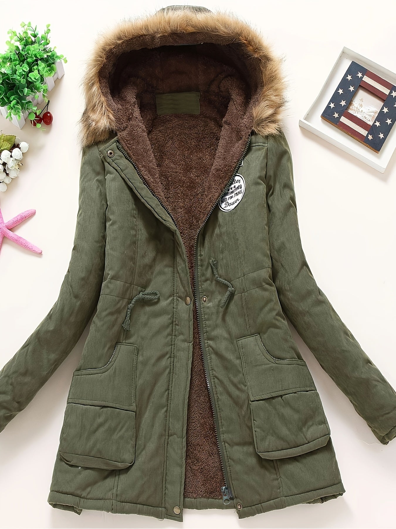 Warm Women's Rain Jacket with Hood