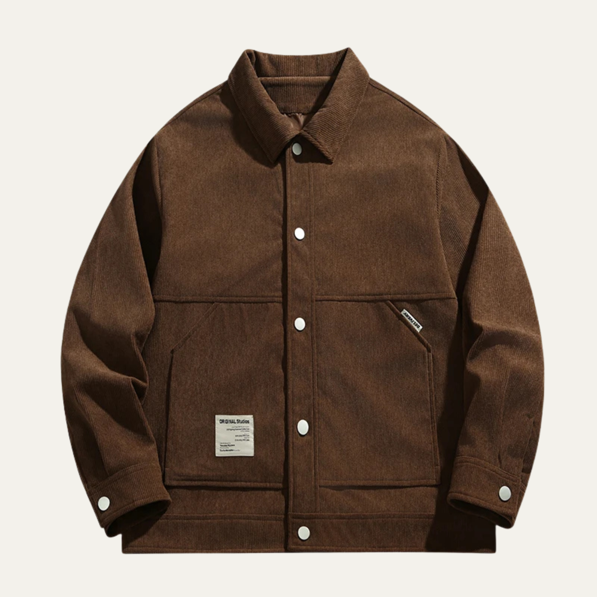 Rustic Men's Corduroy Button Down Jacket with Lapel Collar