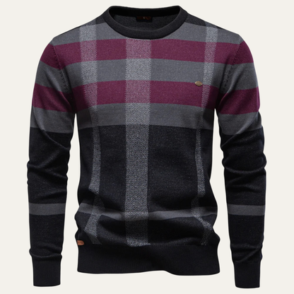 Classic Mens Plaid Crew Neck Sweater